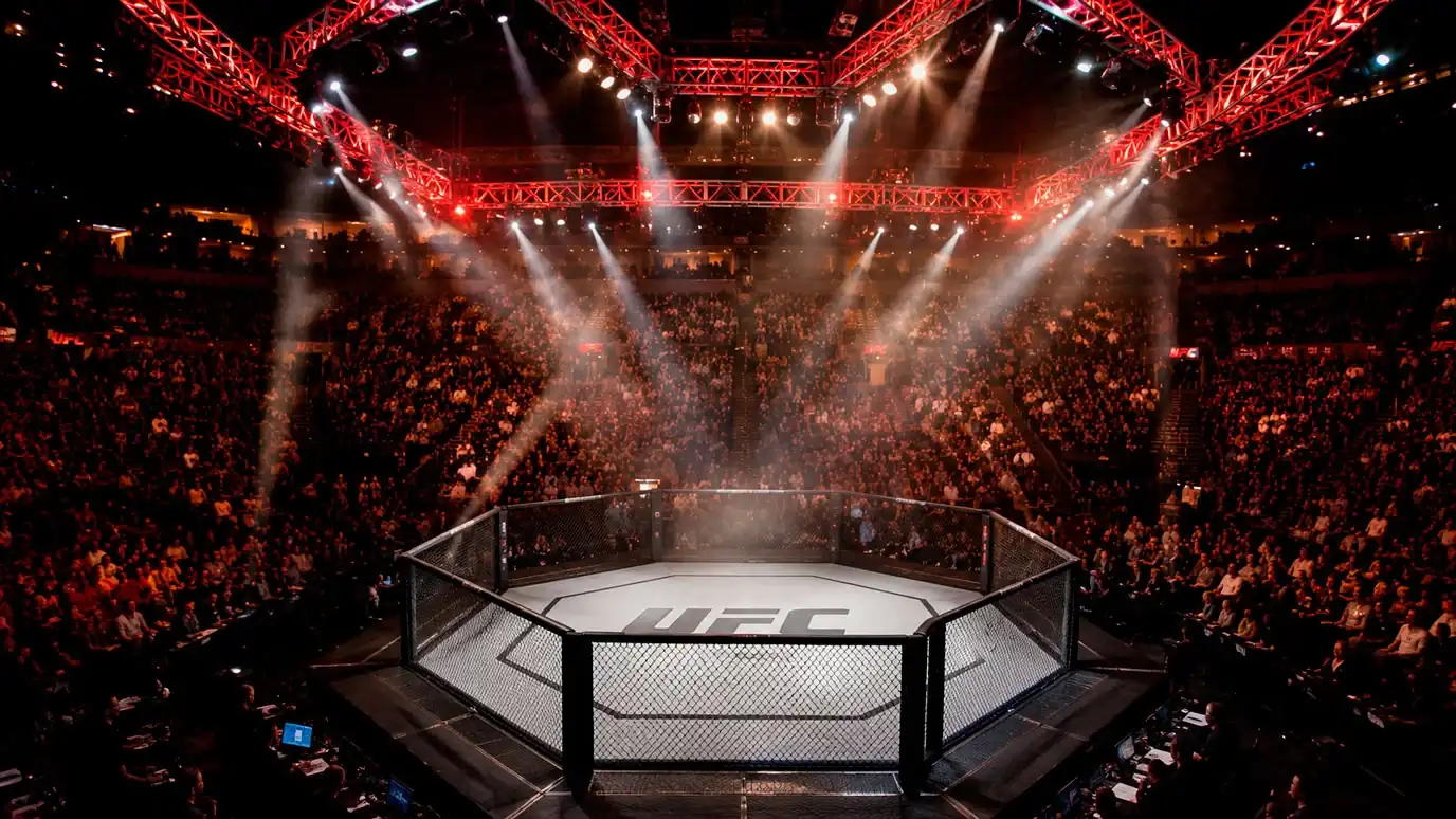 UFC octagon arena with betting odds overlay for UK punters guide